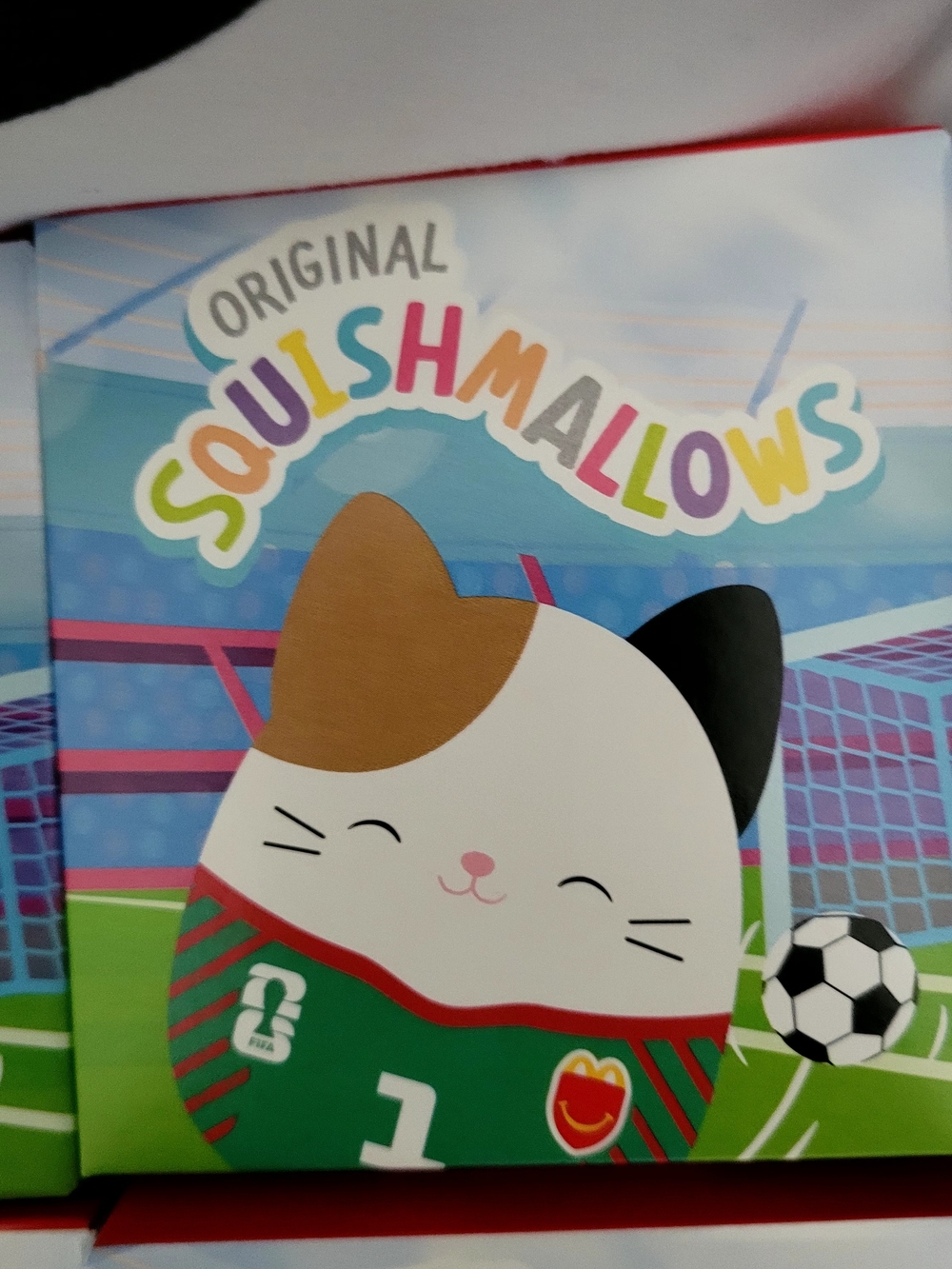 Squishmallows Cat Soccer Plush Box - White, Brown, Black, Green